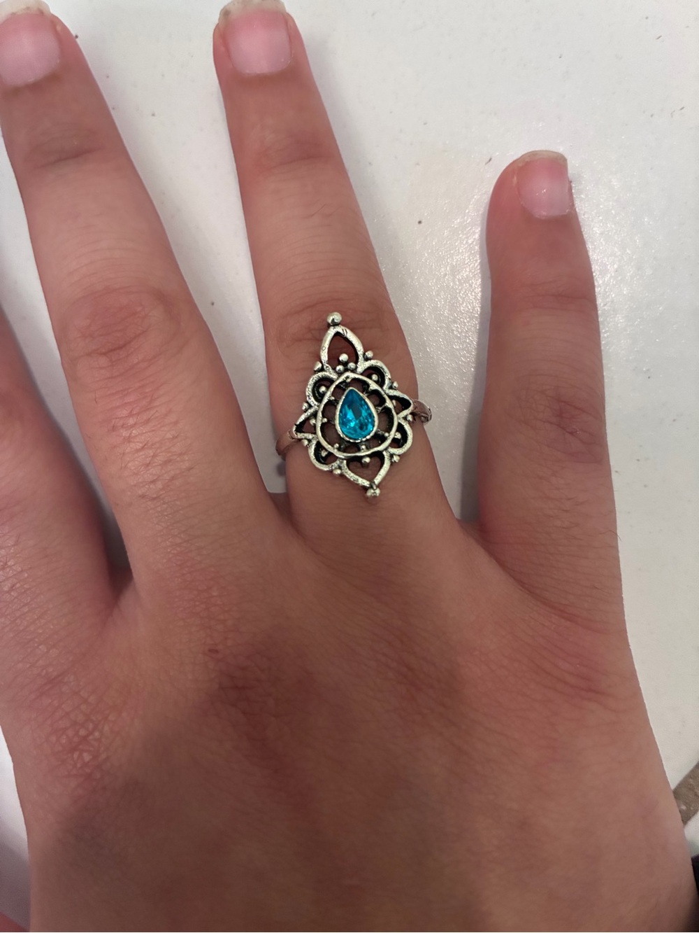 Blue Unbranded Bohemian-Style Filigree Ring